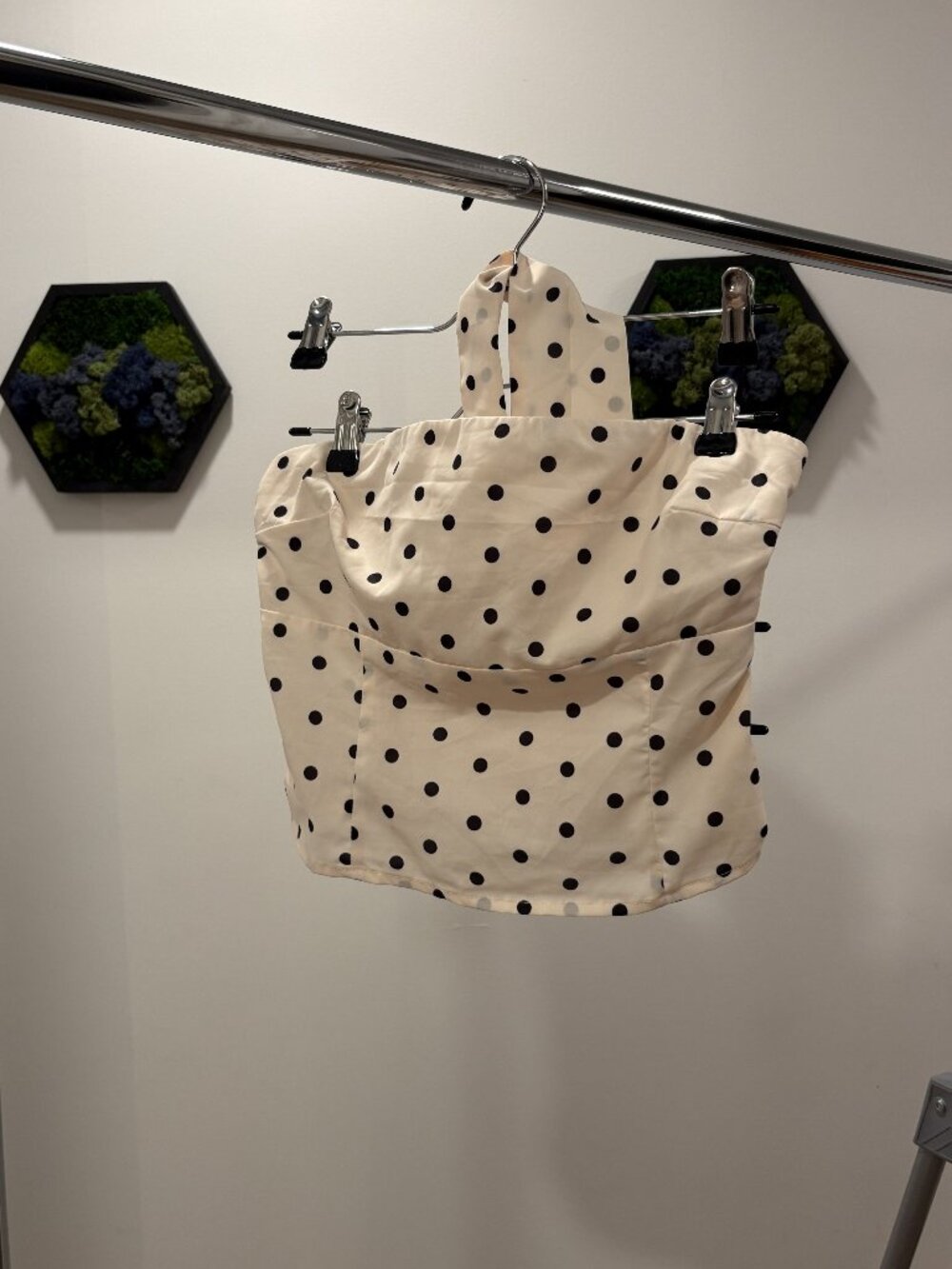White & Black Polka Dot Top